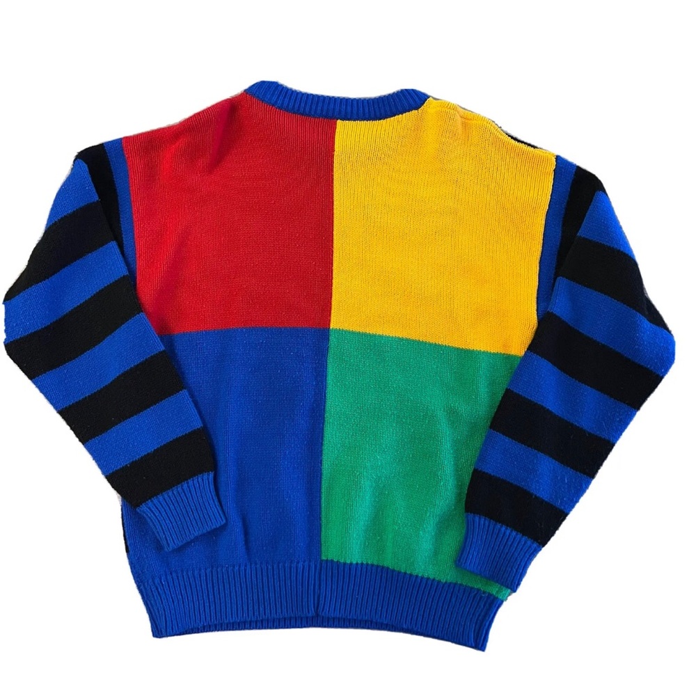 Vintage Mickey & Co Sweater Size Medium Disney Color Block Minnie Goofy Striped - Picture 2 of 3